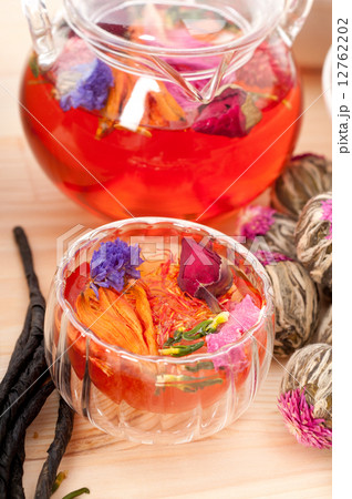 Herbal natural floral tea infusion with dry flowers Herbal natural floral tea infusion with dry flowers 12762202