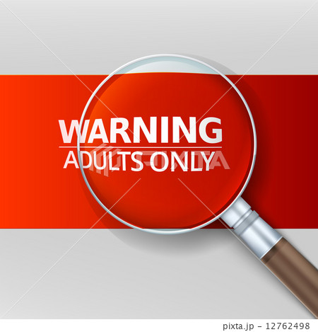 Adults only. Red banner with a magnifying glass 12762498