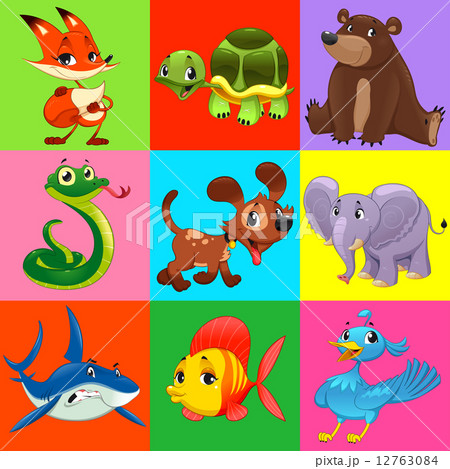 Set of animals with background 12763084