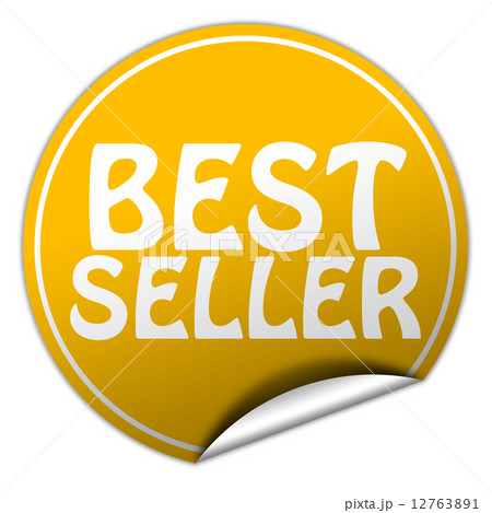 Best seller round yellow sticker on white background 12763891