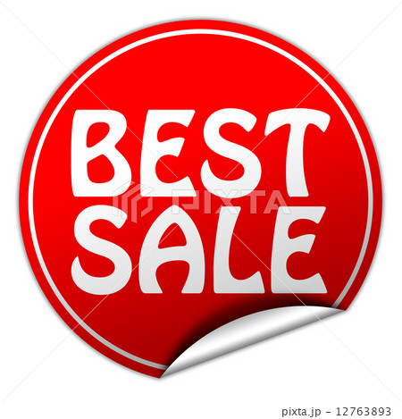 Best sale round red sticker on white background 12763893