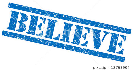 believe blue square grungy isolated rubber stamp 12763904