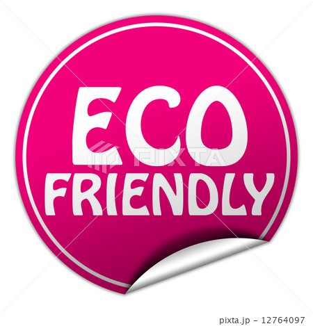 ECO FRIENDLY round pink sticker on white background 12764097