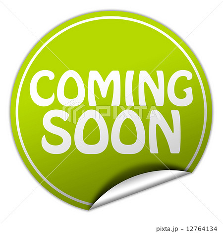 coming soon round green sticker on white background 12764134