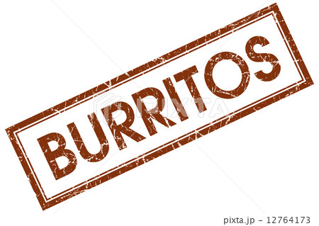 Burritos brown square grungy stamp isolated on white background Burritos brown square grungy stamp isolated on white background 12764173