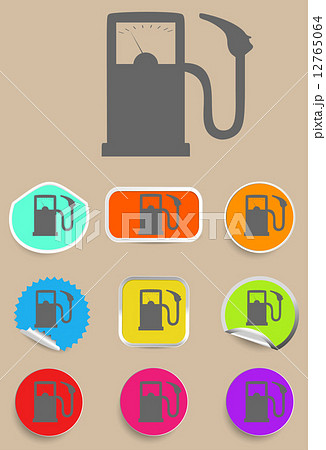Gas station fuel pump black icon set 12765064