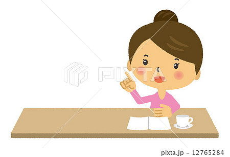 女性　指さし　ワンポイント　 12765284