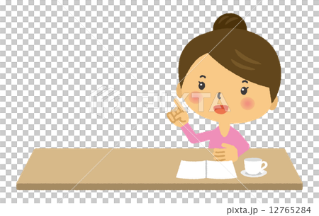 女性　指さし　ワンポイント　 12765284