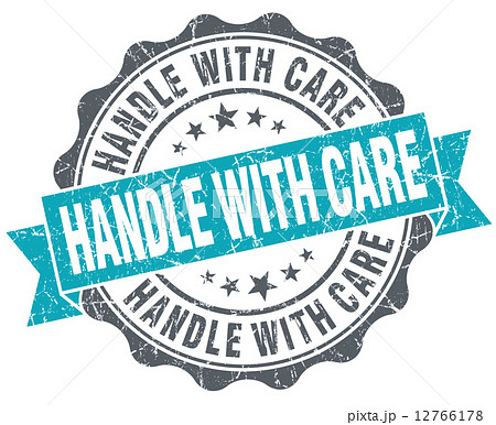 Handle with care turquoise grunge retro vintage isolated seal 12766178