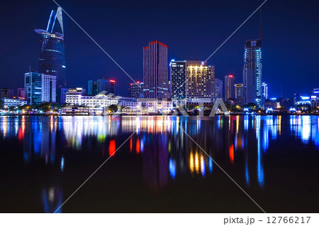 Hochiminh city beside Saigon river at night, Vietnam Hochiminh city beside Saigon river at night, Vietnam 12766217