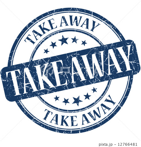 Take away grunge blue round stamp 12766481