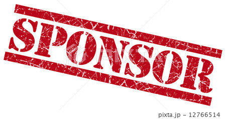 Sponsor red square grunge textured isolated stamp 12766514