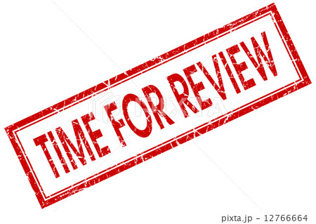 Time for review red square grungy stamp isolated on white background 12766664
