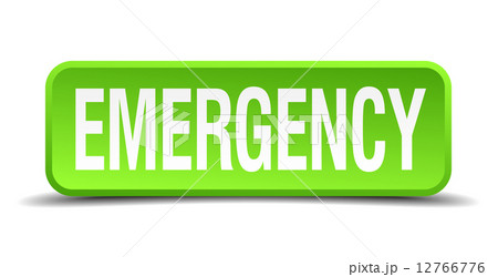 Emergency green 3d realistic square isolated button Emergency green 3d realistic square isolated button 12766776