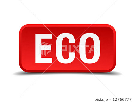 Eco red 3d square button isolated on white background Eco red 3d square button isolated on white background 12766777
