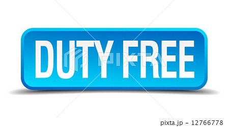 duty free blue 3d realistic square isolated button duty free blue 3d realistic square isolated button 12766778