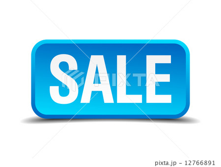 Sale blue 3d realistic square isolated button Sale blue 3d realistic square isolated button 12766891