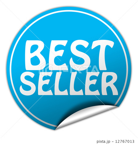 Best seller round blue sticker on white background 12767013