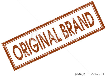 Original brand brown square grungy stamp isolated on white background 12767281