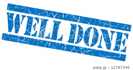 Well done blue grunge stamp 12767340