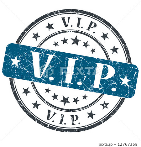 VIP blue grunge round stamp on white background 12767368