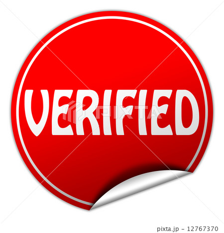 verified round red sticker on white background 12767370