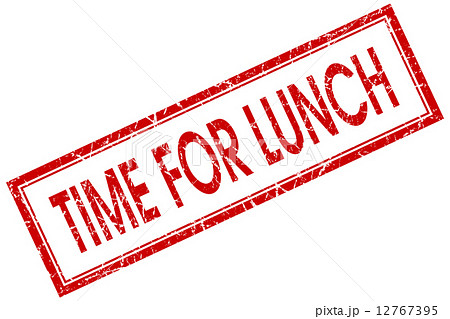Time for lunch red square grungy stamp isolated on white background 12767395