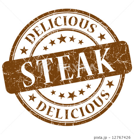 Steak brown grunge stamp 12767426