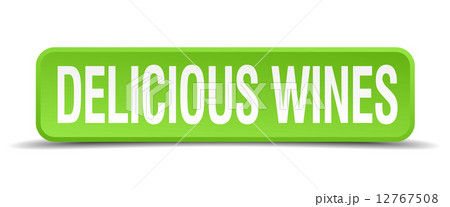 Delicious wines green 3d realistic square isolated button 12767508