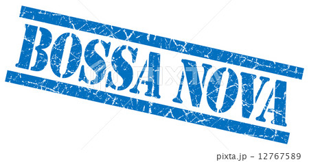 bossa nova blue square grungy isolated rubber stamp 12767589