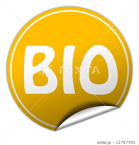 bio round yellow sticker on white background 12767591