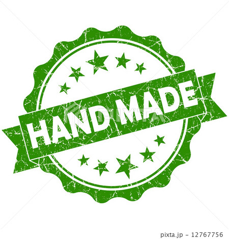 Hand made green vintage round grunge seal isolated on white background 12767756