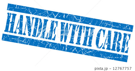 Handle with care grunge blue stamp 12767757