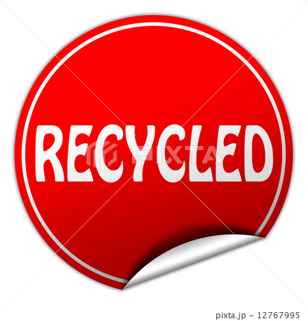 recycled round red sticker on white background recycled round red sticker on white background 12767995