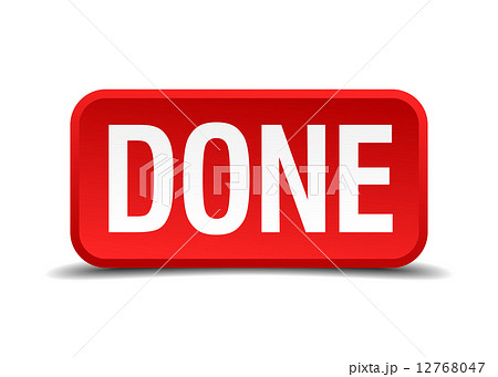 Done red 3d square button isolated on white background Done red 3d square button isolated on white background 12768047