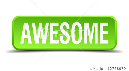 awesome green 3d realistic square isolated button 12768070