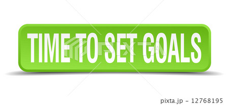 Time to set goals green 3d realistic square isolated button 12768195