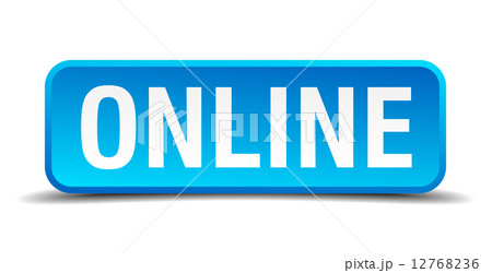 Online blue 3d realistic square isolated button 12768236