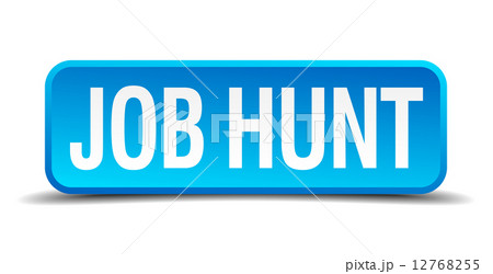 Job hunt blue 3d realistic square isolated button 12768255