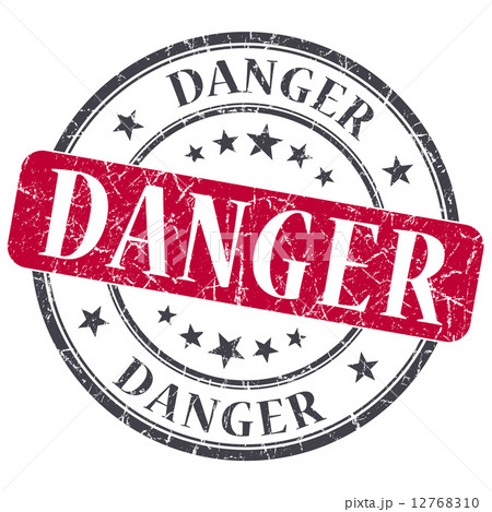 Danger red round grungy stamp isolated on white background 12768310