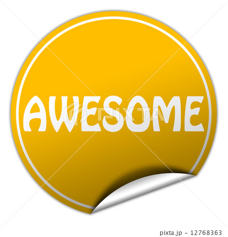 AWESOME round yellow sticker on white background 12768363