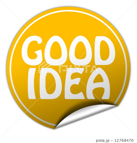 GOOD IDEA round yellow sticker on white background 12768470
