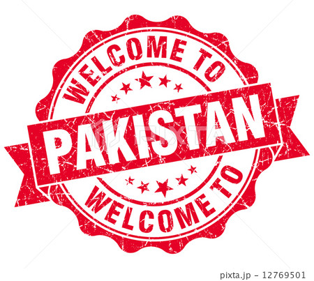 Welcome to Pakistan red grungy vintage isolated seal 12769501