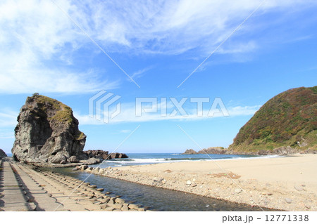 山形県 三瀬海水浴場の写真素材