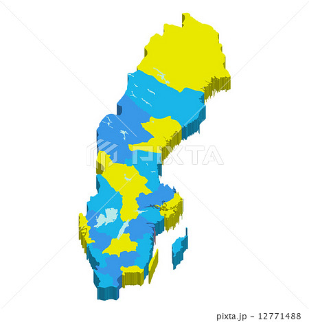 スウェーデン 地図 国のイラスト素材