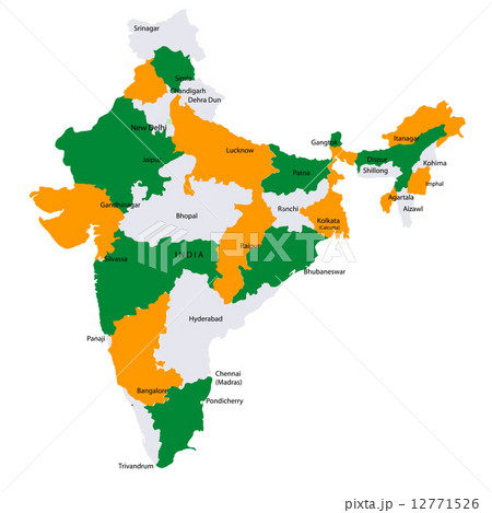 インド 地図 国のイラスト素材