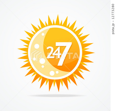 Sun vector icon. 24 hours and 7 days open sign. 12773280