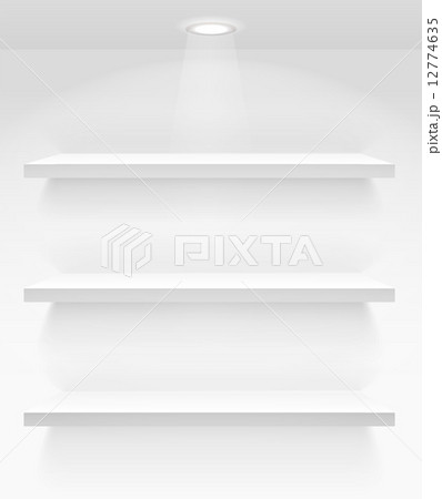 Empty book shelves on the wall 12774635