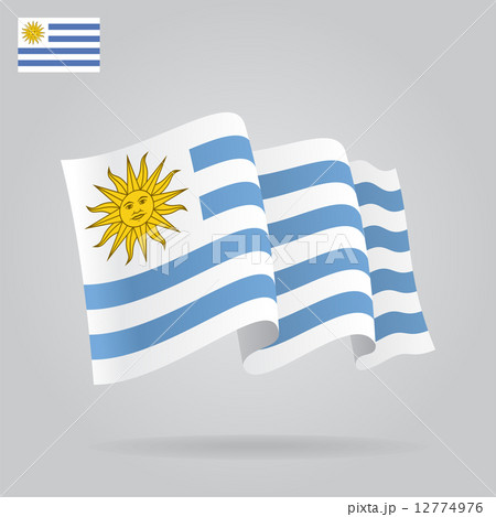 Flat and waving Uruguayan Flag. Vector  12774976