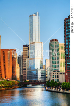 Trump International Hotel and Tower in Chicago, IL in morning 12779188